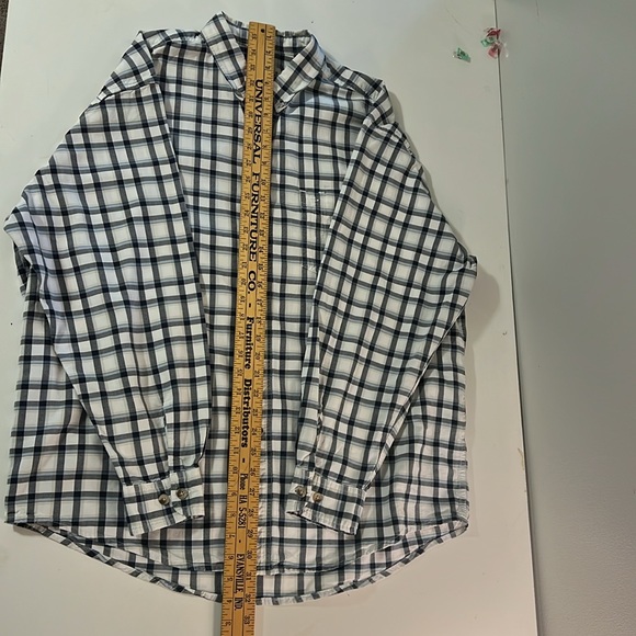 Eddie Bauer Button Down Collared Long Sleeve Blue & White Plaid Size Large shirt - Picture 10 of 10